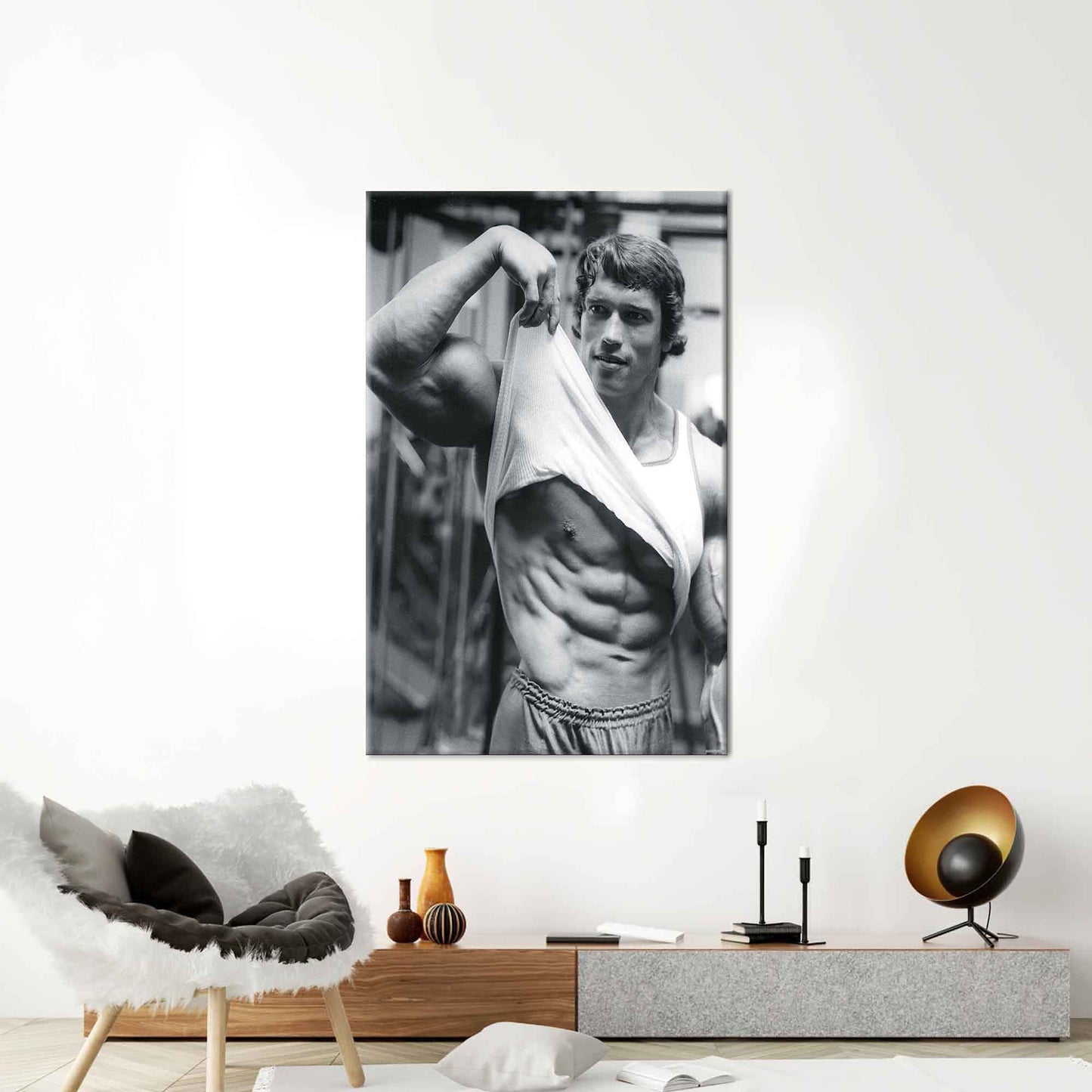 Arnold Schwarzenegger Motivational Artwork, Man Cave Printed Canvas, Sport Canvas Wall Decor