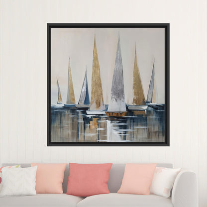 Blue Sailboat Abstract Nautical Painting Canvas Print