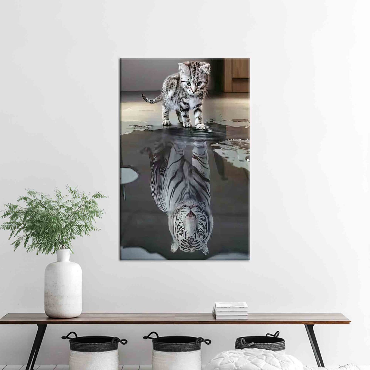 Tiger Reflection Cat Lover Success Canvas Print