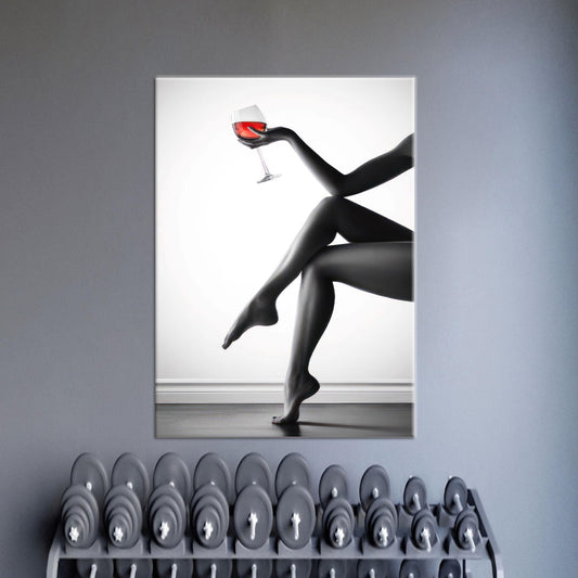 Bohemian Wine Lover Lady Wall Art Canvas Print - Bedroom Decor Erotic Art