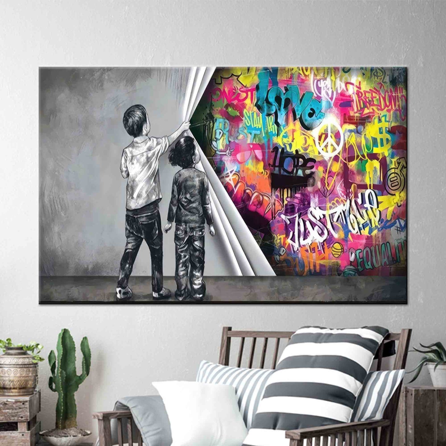 Colorful Graffiti Urban Kids Reveal Canvas Print