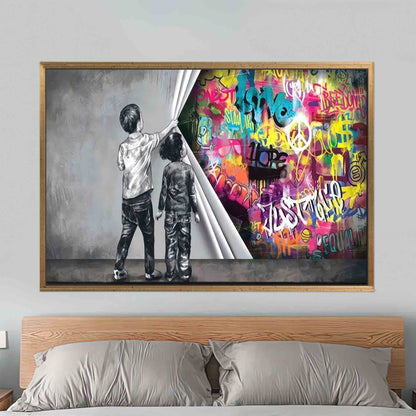 Colorful Graffiti Urban Kids Reveal Canvas Print