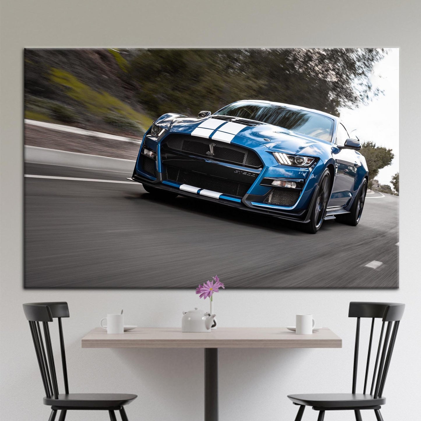 Blue Ford Mustang Car Enthusiasts Canvas Print