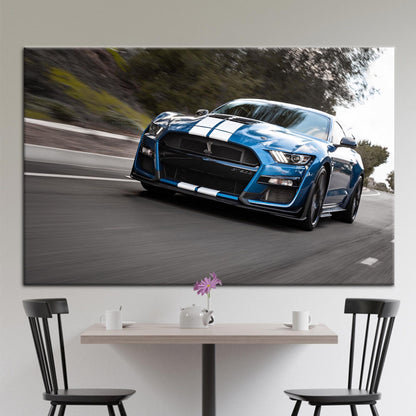 Blue Ford Mustang Car Enthusiasts Canvas Print