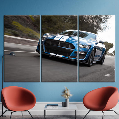 Blue Ford Mustang Car Enthusiasts Canvas Print