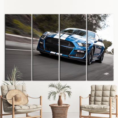 Blue Ford Mustang Car Enthusiasts Canvas Print