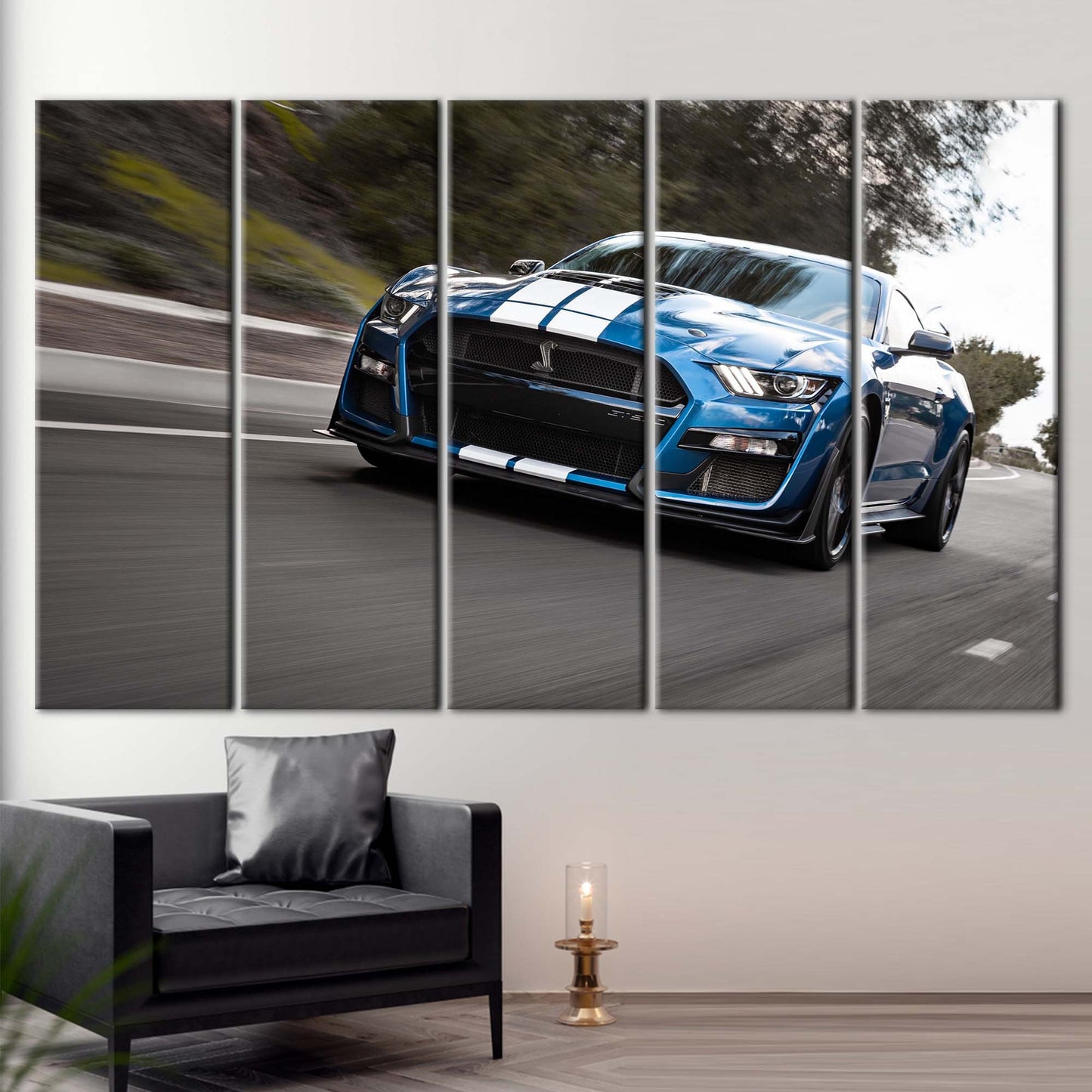 Blue Ford Mustang Car Enthusiasts Canvas Print