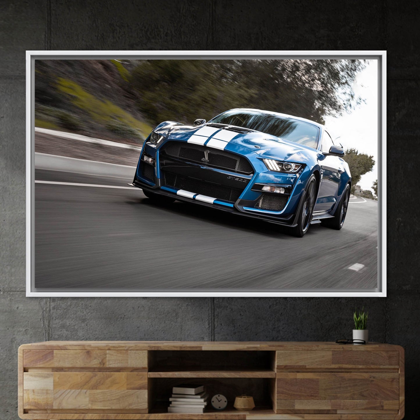 Blue Ford Mustang Car Enthusiasts Canvas Print