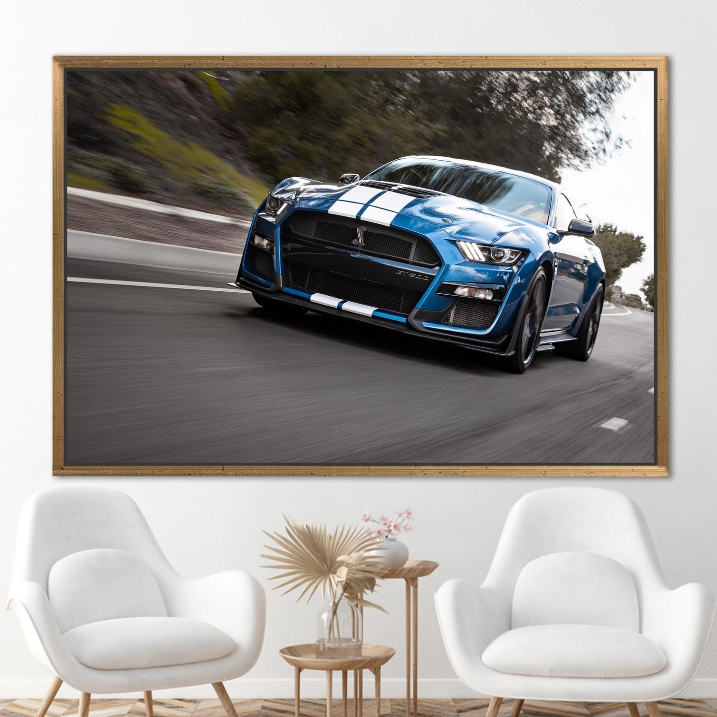Blue Ford Mustang Car Enthusiasts Canvas Print