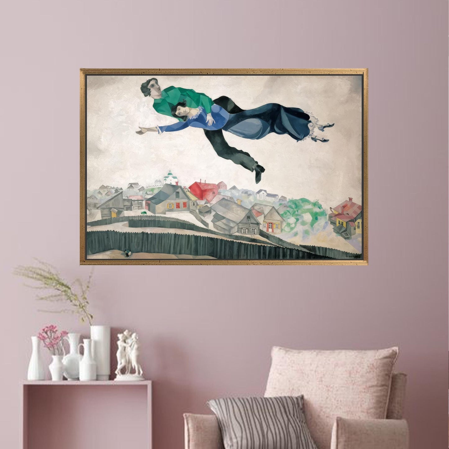 Marc Chagall Over Town Vibrant Canvas Print