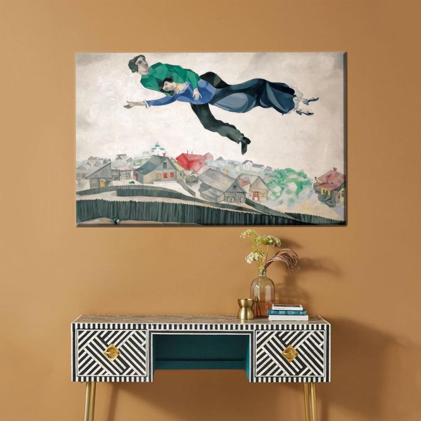 Marc Chagall Over Town Vibrant Canvas Print