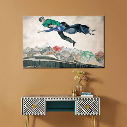 Marc Chagall Over Town Vibrant Canvas Print