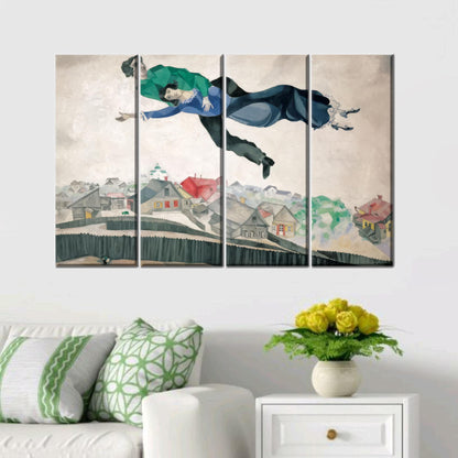 Marc Chagall Over Town Vibrant Canvas Print