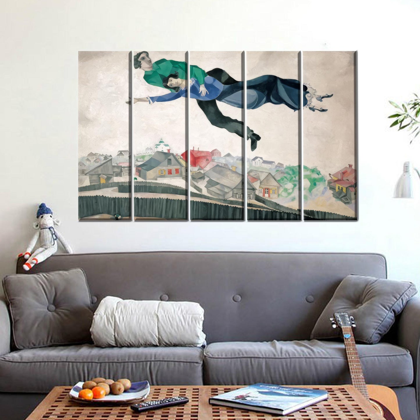 Marc Chagall Over Town Vibrant Canvas Print