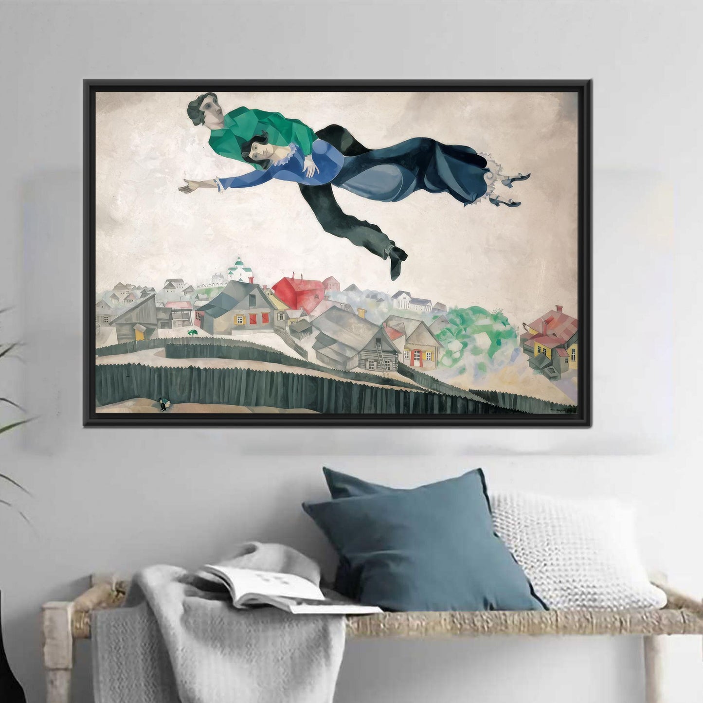 Marc Chagall Over Town Vibrant Canvas Print