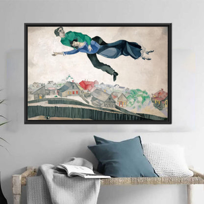 Marc Chagall Over Town Vibrant Canvas Print