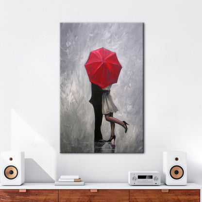 Red Hugging Couple Romantic Canvas Print