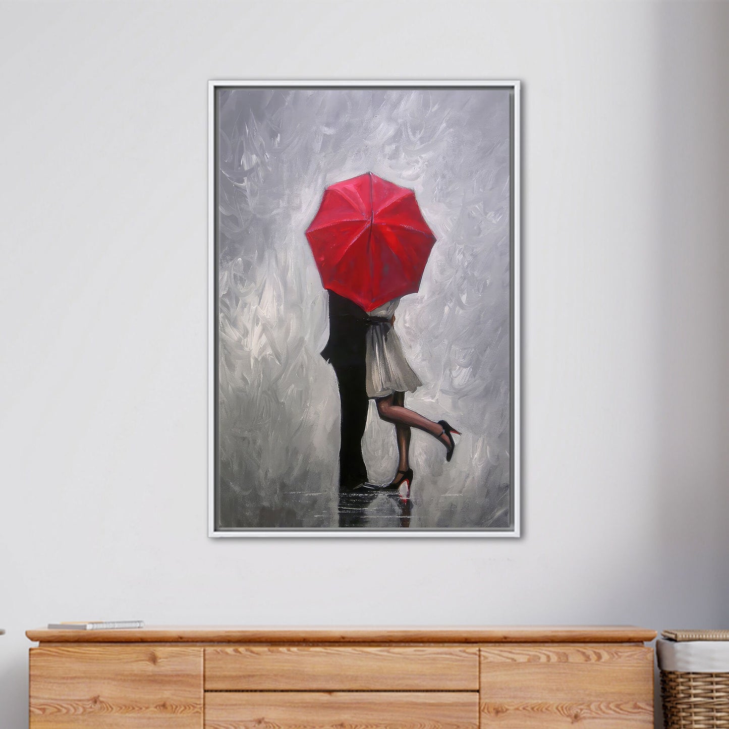 Red Hugging Couple Romantic Canvas Print