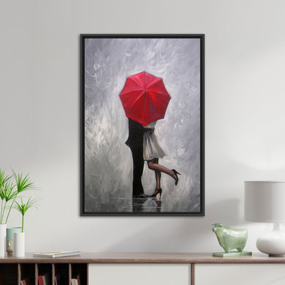 Red Hugging Couple Romantic Canvas Print