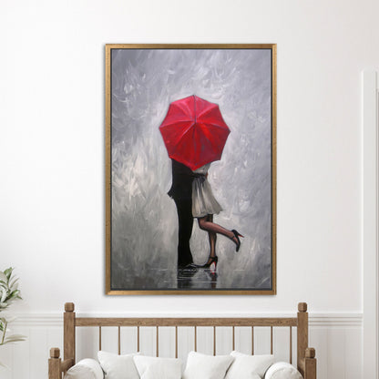 Red Hugging Couple Romantic Canvas Print