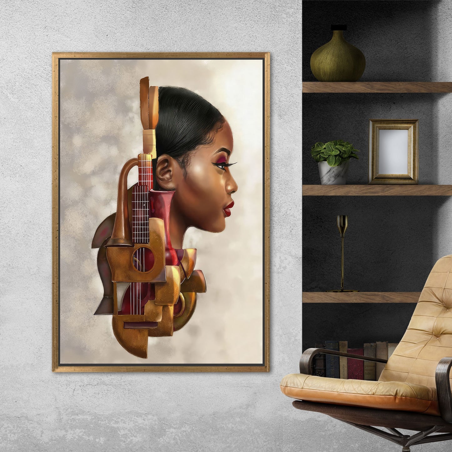 Abstract Musician Woman Canvas Print for Music Room Wall Decor