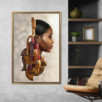 Abstract Musician Woman Canvas Print for Music Room Wall Decor