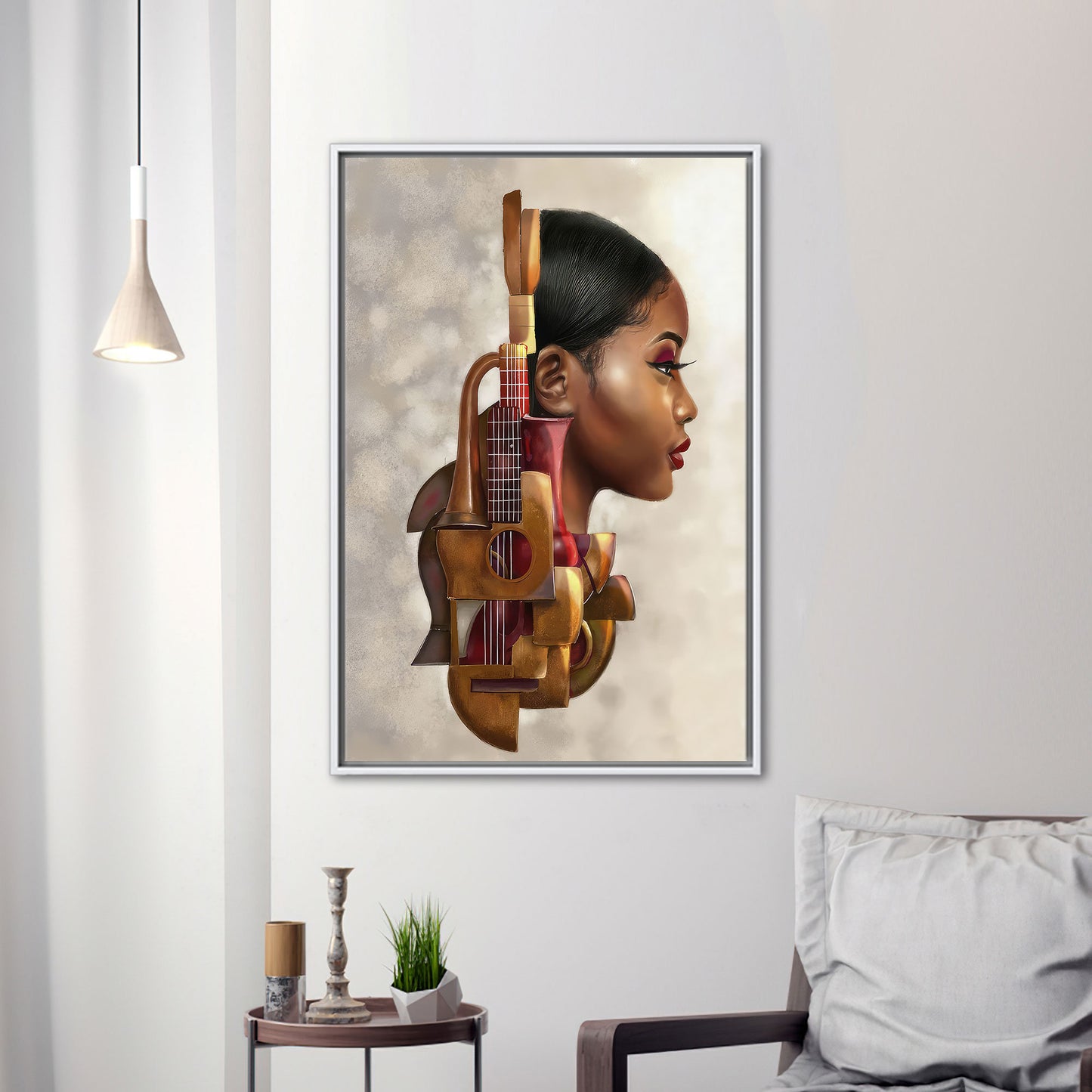 Abstract Musician Woman Canvas Print for Music Room Wall Decor