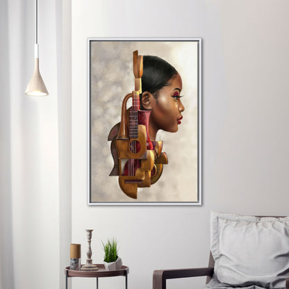 Abstract Musician Woman Canvas Print for Music Room Wall Decor