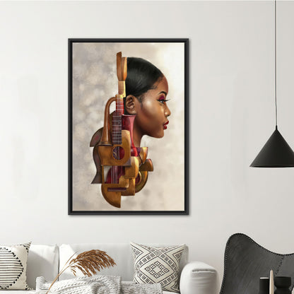 Abstract Musician Woman Canvas Print for Music Room Wall Decor