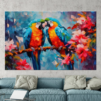 Parrot Couple Abstract Canvas Print
