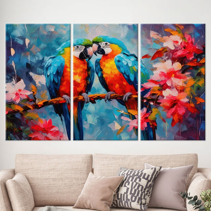 Parrot Couple Abstract Canvas Print