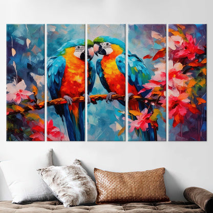 Parrot Couple Abstract Canvas Print