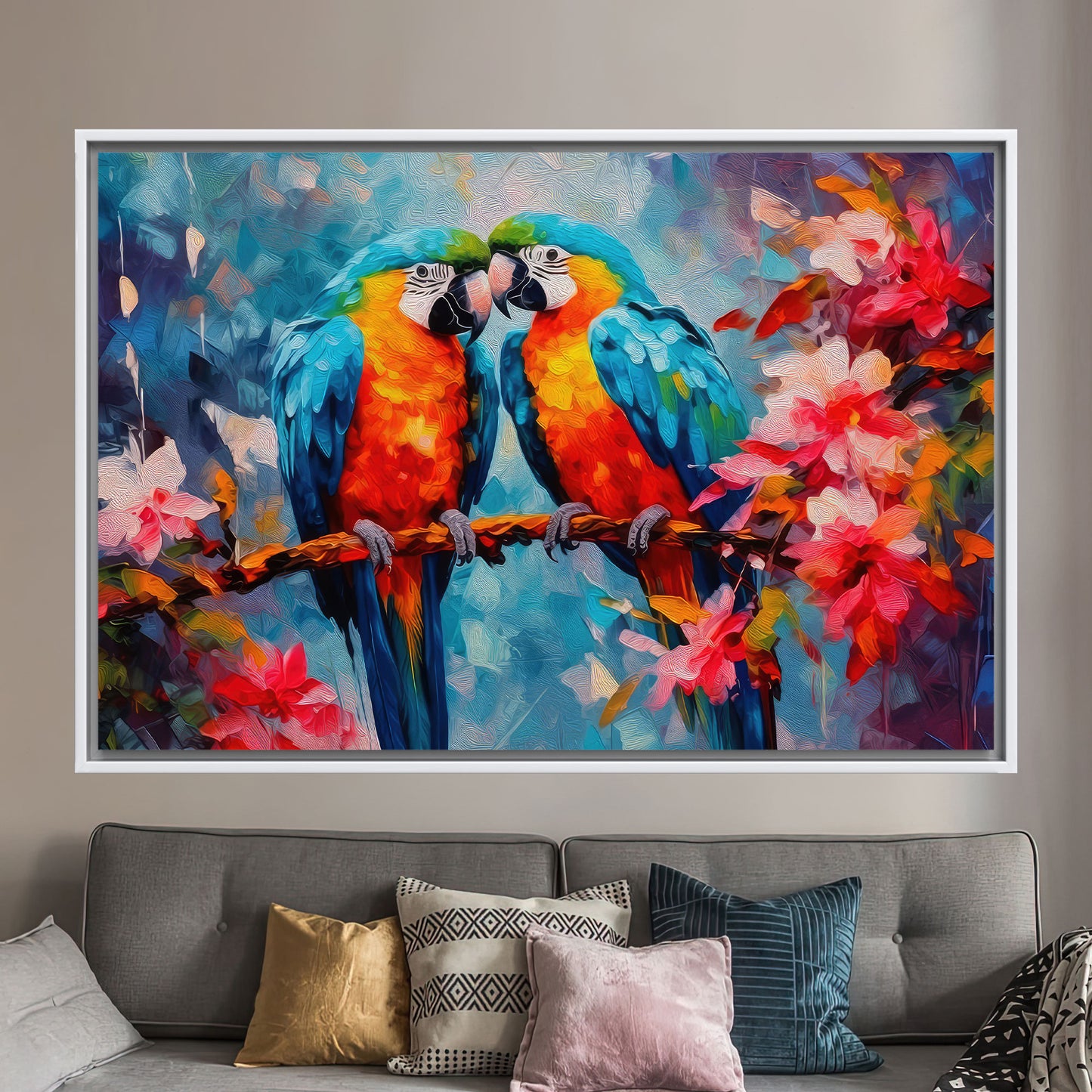 Parrot Couple Abstract Canvas Print