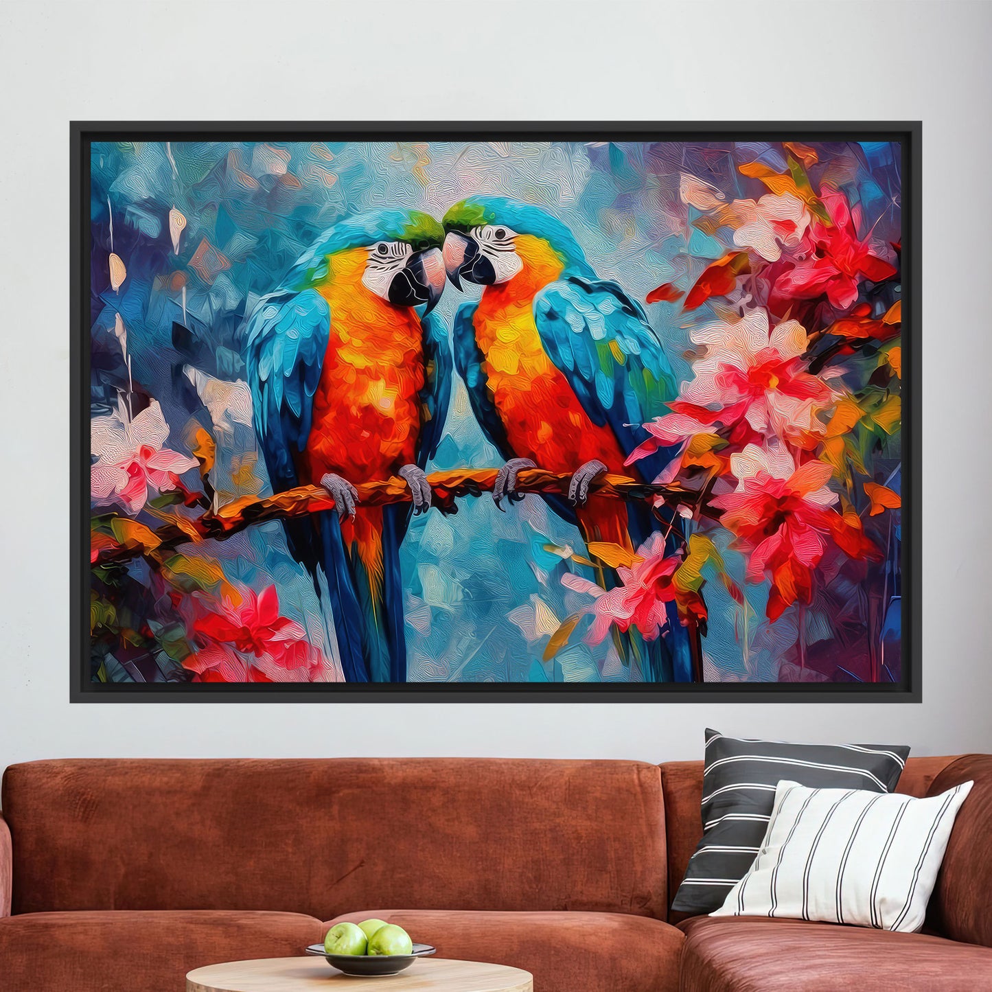 Parrot Couple Abstract Canvas Print