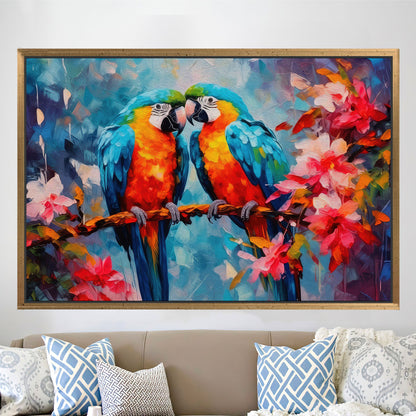 Parrot Couple Abstract Canvas Print