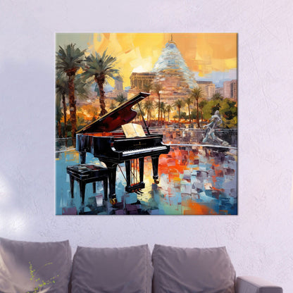 Colorful 3D Musician Piano Painting Canvas Print