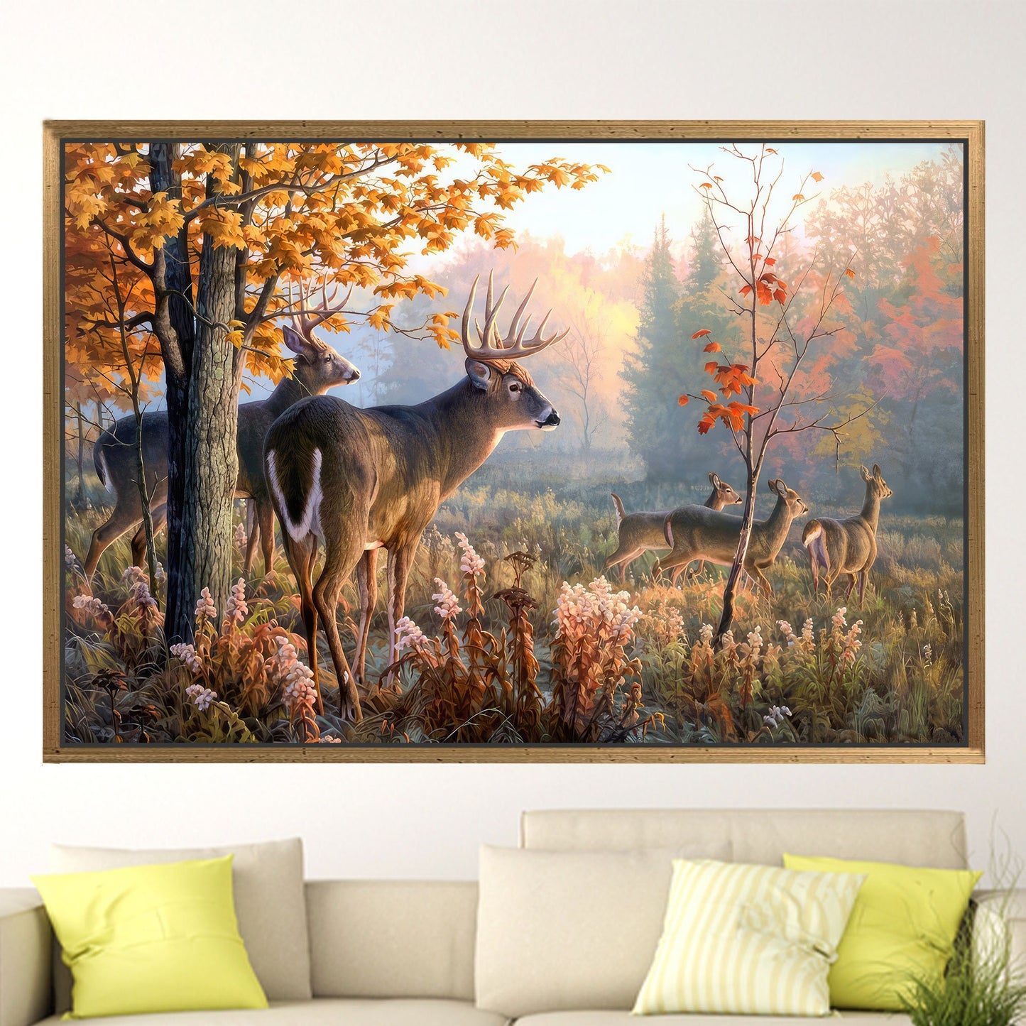 Deer Family Forest Canvas Print