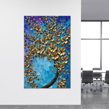 Golden Flower Botanical Canvas Print