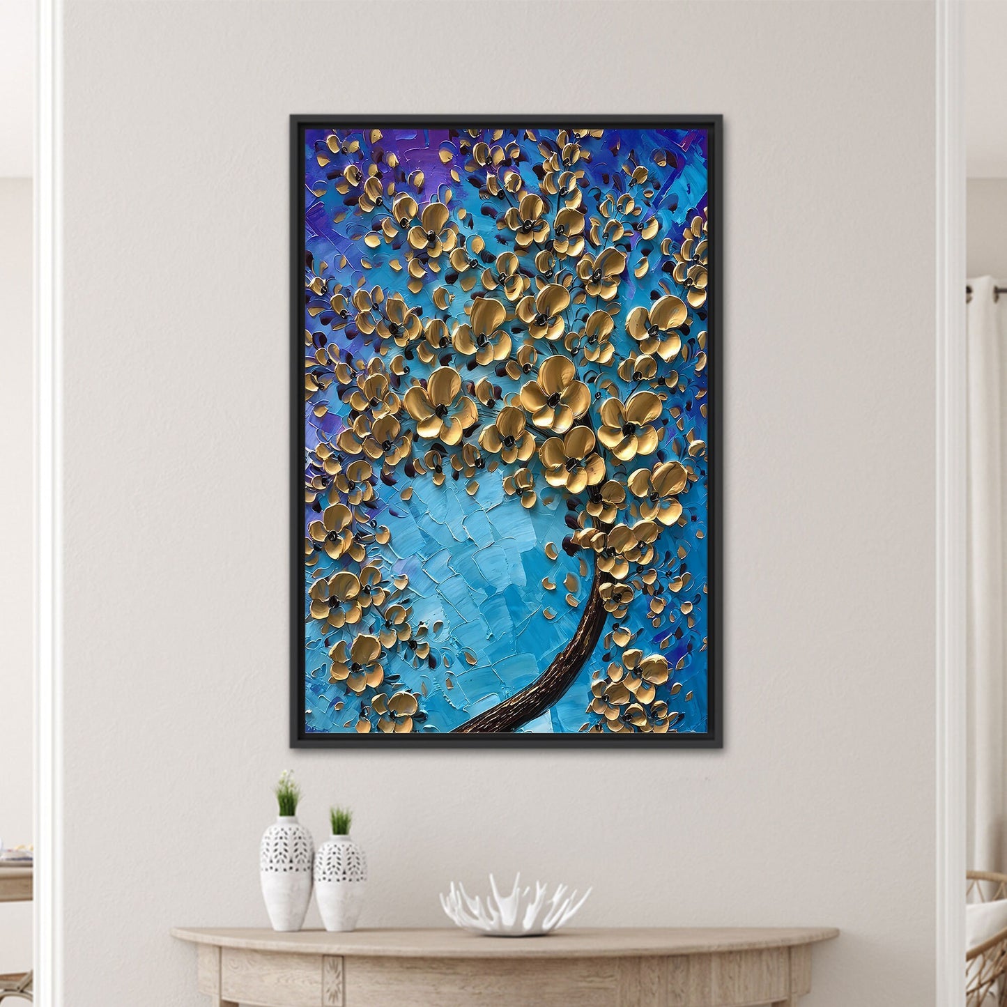 Golden Flower Botanical Canvas Print