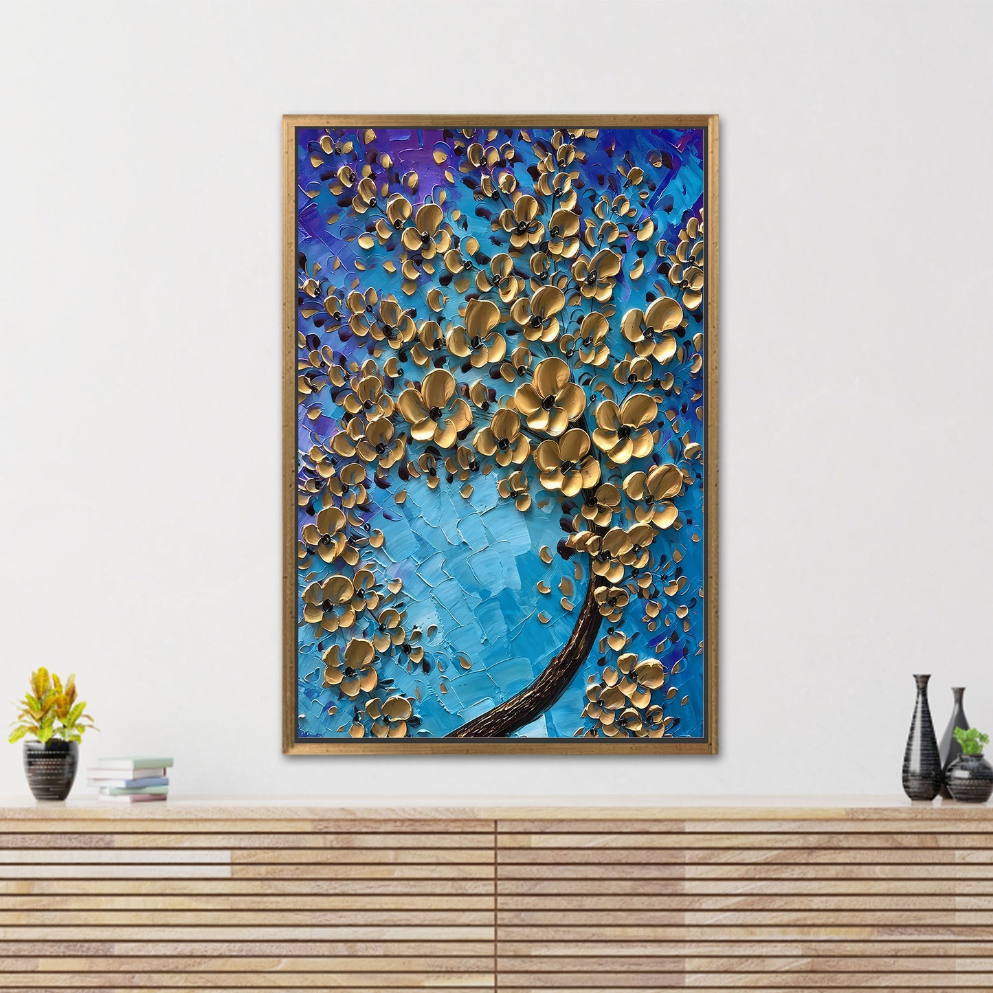 Golden Flower Botanical Canvas Print