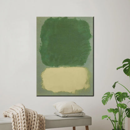 Beige and Green Abstract Rothko Canvas Print
