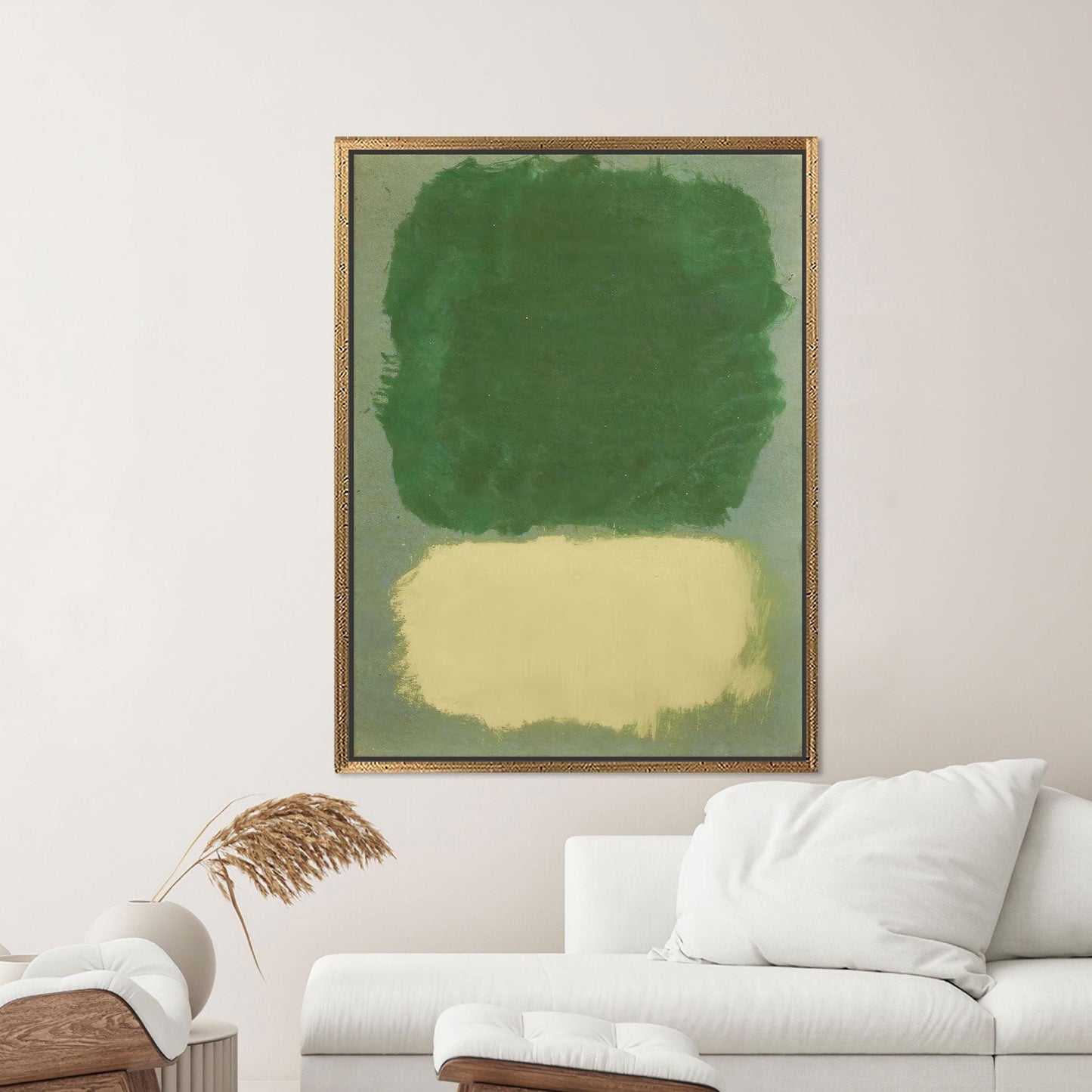 Beige and Green Abstract Rothko Canvas Print