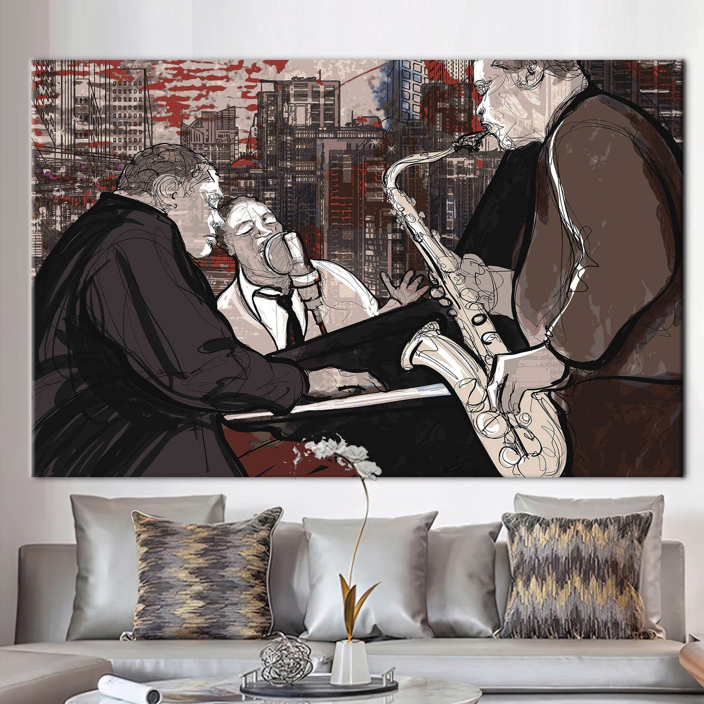 Jazz Musicians Painting Music Saxophone Canvas Print