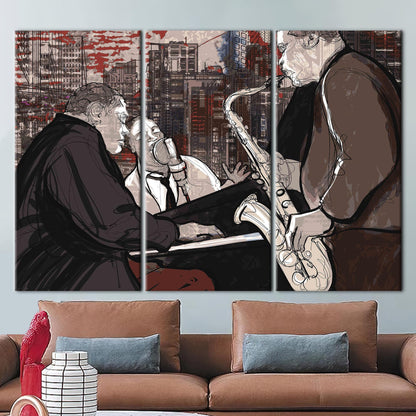 Jazz Musicians Painting Music Saxophone Canvas Print
