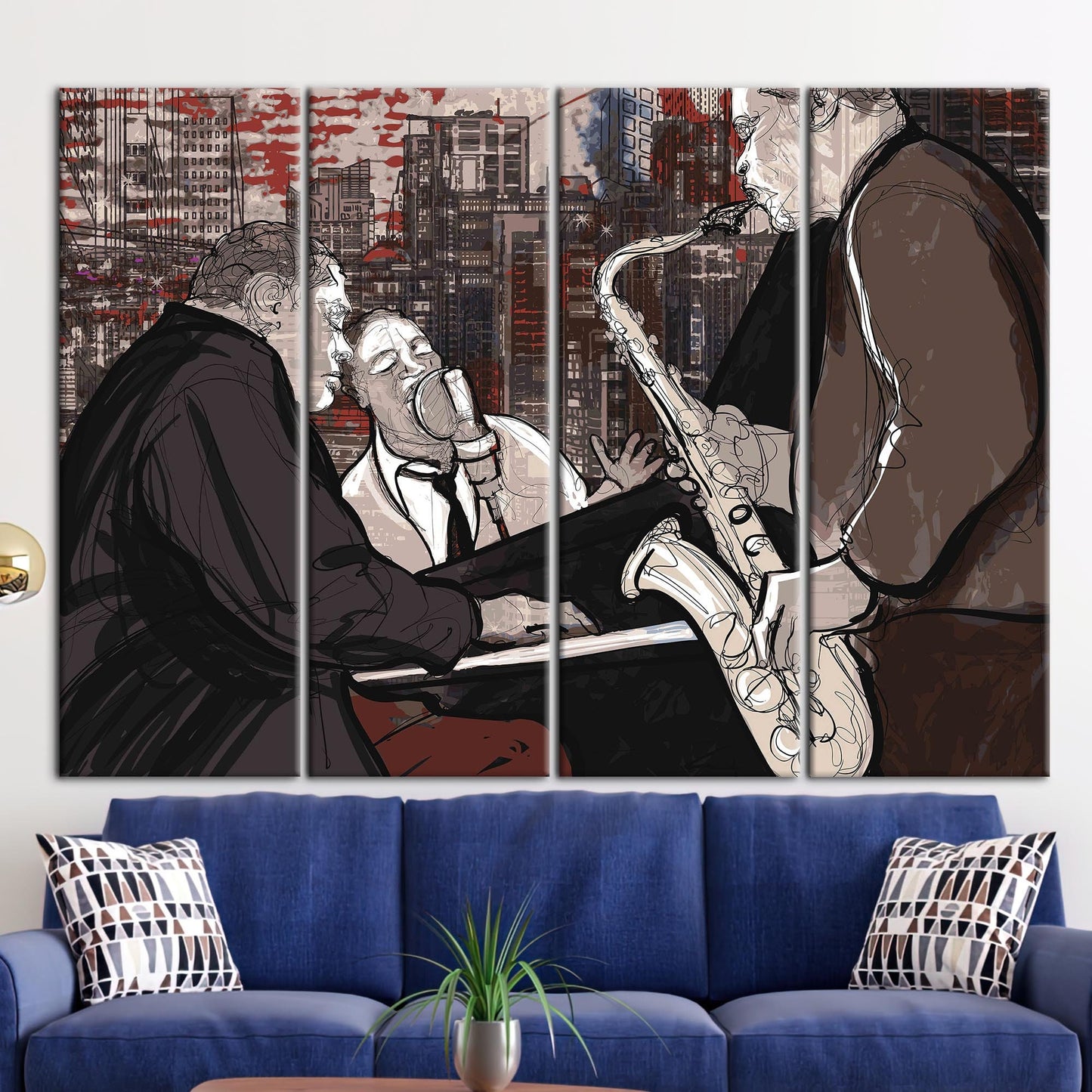 Jazz Musicians Painting Music Saxophone Canvas Print