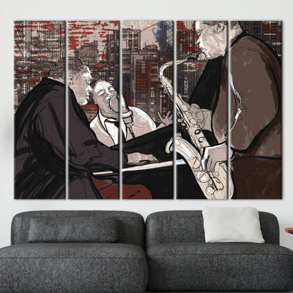 Jazz Musicians Painting Music Saxophone Canvas Print