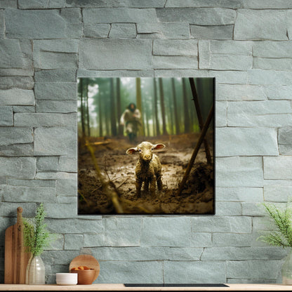 Cute Lamb Forest Rustic Farm Canvas Print