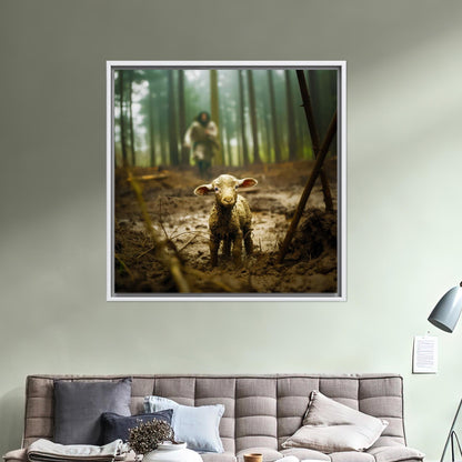 Cute Lamb Forest Rustic Farm Canvas Print