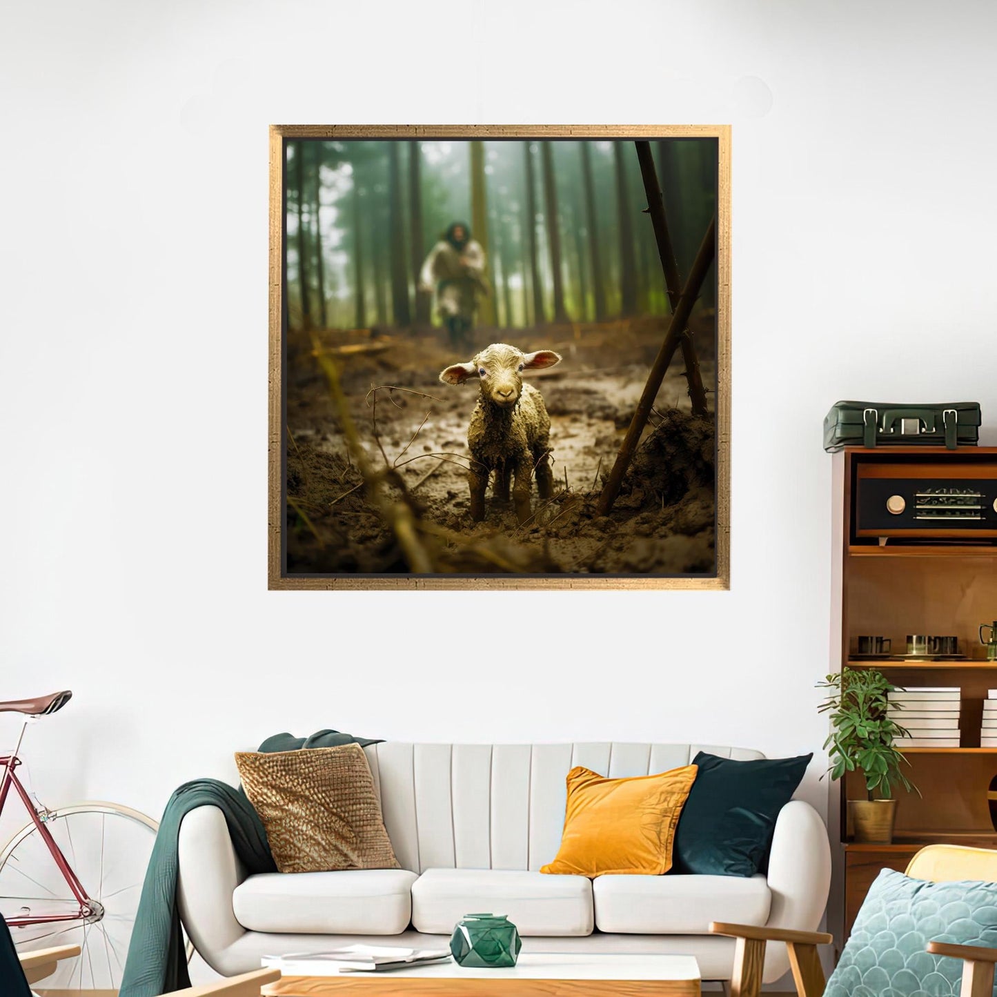 Cute Lamb Forest Rustic Farm Canvas Print