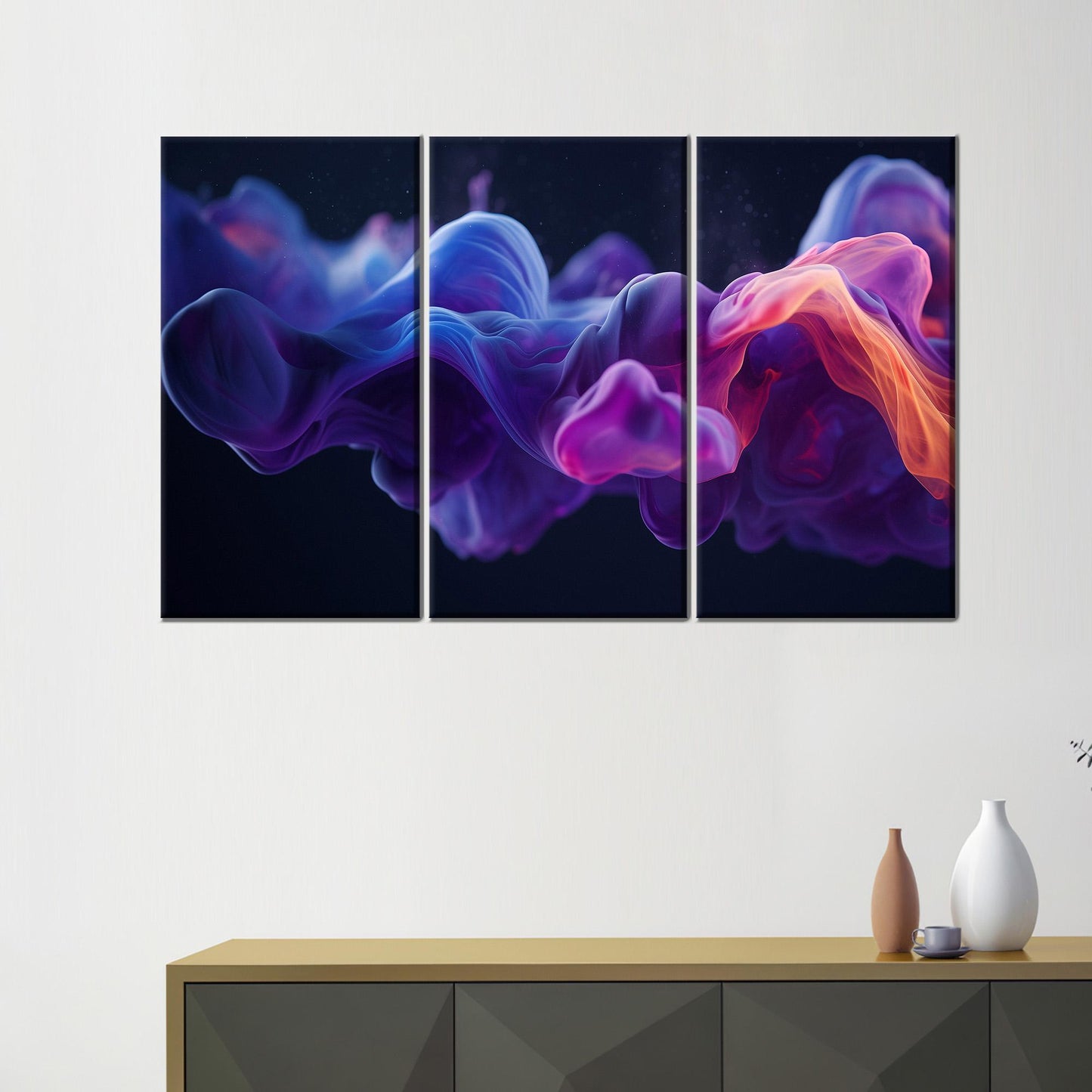Abstract Blue Purple Smoke Digital Canvas Print
